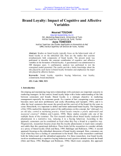 Brand Loyalty: Impact of Cognitive and Affective Variables