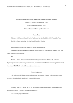 A cognitive behavioural model of persistent postural perceptual