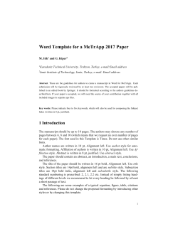 LaTex Template for an EUCOMES 2010 Paper