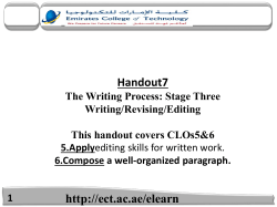 1 Handout7 The Writing Process: Stage Three