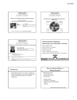 Disclosures Non-normative Eating vs. Eating Disorder