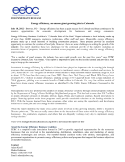 FOR IMMEDIATE RELEASE Energy efficiency, an unseen giant