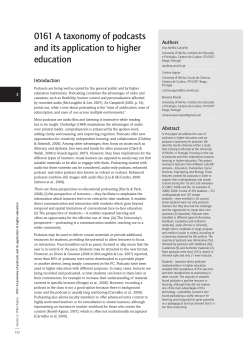 0161 A taxonomy of podcasts and its application to higher education
