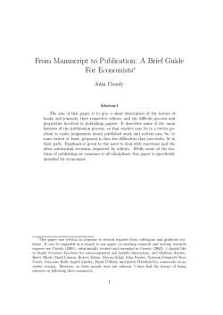 From Manuscript to Publication: A Brief Guide For Economists*