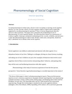Phenomenology of Social Cognition