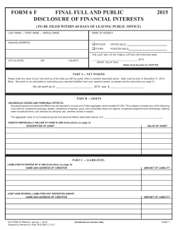 form 6 f final full and public 2015 disclosure of financial interests