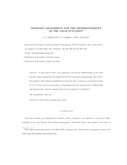Monetary equilibrium and the differentiability of the value function