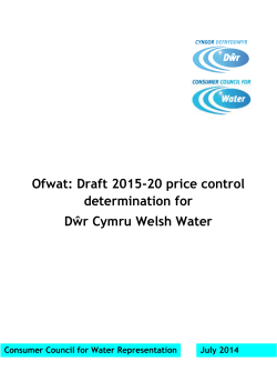 CCWater`s response to Ofwat`s draft price control determination for