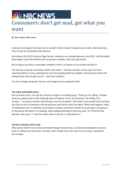 Consumers: don`t get mad, get what you want