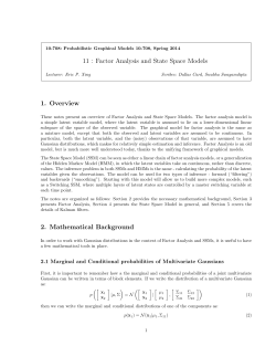 11 : Factor Analysis and State Space Models 1. Overview 2
