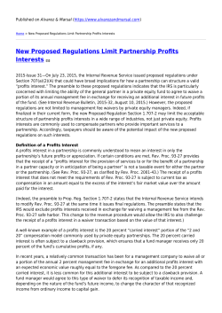 New Proposed Regulations Limit Partnership Profits Interests