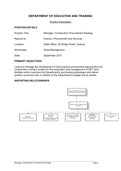 NSW DEPARTMENT OF EDUCATION AND TRAINING