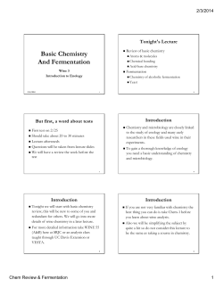 Basic Chemistry And Fermentation