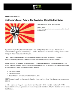 California`s Energy Future: The Revolution (Might) Be Distributed