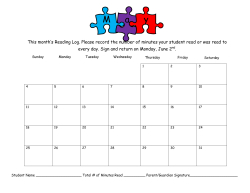 This month`s Reading Log. Please record the number of minutes
