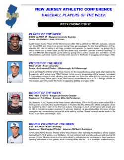 baseball PlaYeRs OF THe WeeK - New Jersey Athletic Conference