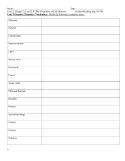 Unit 2b: Organic Homework Packet