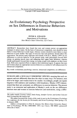 An Evolutionary Psychology Perspective on Sex Differences in