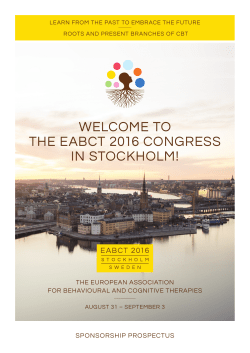 WELCOME TO THE EABCT 2016 CONGRESS IN STOCKHOLM!