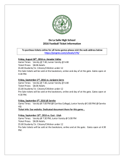 De La Salle High School Frosh Football Ticket Information *Home