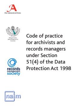 Code of practice for archivists and record managers under Section