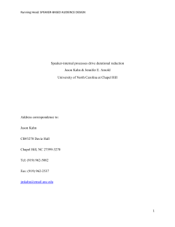 Running Head: SPEAKER-BASED AUDIENCE DESIGN SPEAKER