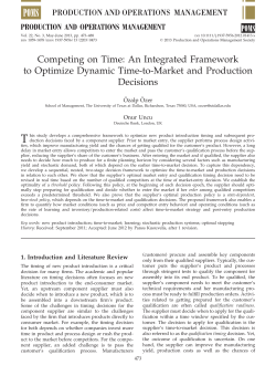 Competing on Time: An Integrated Framework to Optimize Dynamic