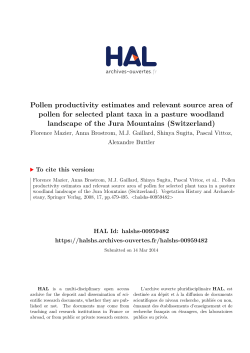 Pollen productivity estimates and relevant source area of
