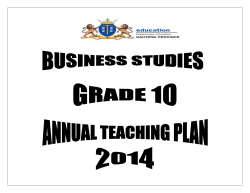 Business Studies Grade 10 Annual Teaching Plan