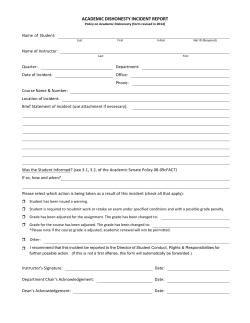 ACADEMIC DISHONESTY INCIDENT REPORT