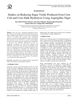 Studies on Reducing Sugar Yields Produced from Corn Cob and