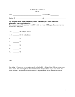 C383 Exam 2 version B Fall 2015 Name Seat Number ______