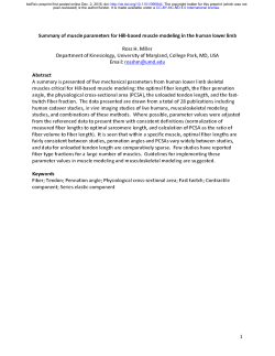 Summary of muscle parameters for Hill-based muscle