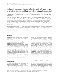Metabolic outcomes 2 years following gastric