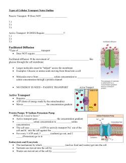 Facilitated Diffusion and Active Transport Notes Outline