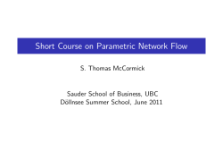 Short Course on Parametric Network Flow