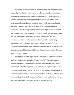 Stack, D., et. Al. (2010) Parental Effects on Children`s