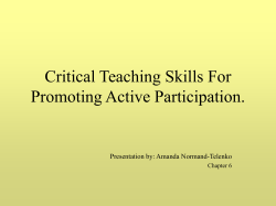 Critical Teaching Skills For Promoting Active Participation.