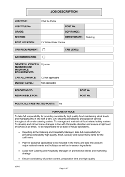 JOB TITLE: Chef de Partie Job Title No. POST No. GRADE: SCP