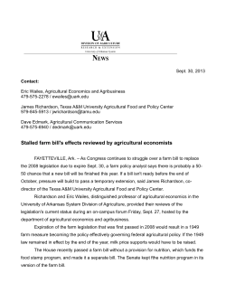 Stalled farm bill`s effects reviewed by agricultural economists