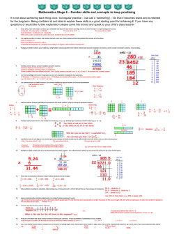 Number Skills Stage 6 Parents Information