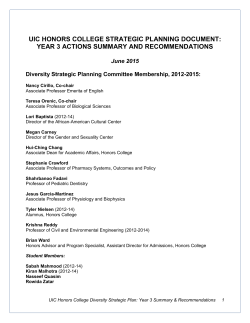 Honors College Diversity Strategic Planning Document