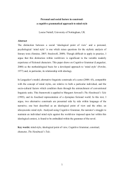 a cognitive grammatical approach to mind style Louise Nuttall