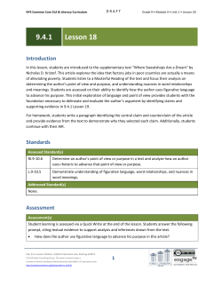 Grade 9 ELA Module 4, Unit 1, Lesson 18