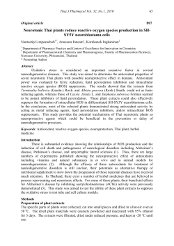 Neurotonic Thai plants reduce reactive oxygen species