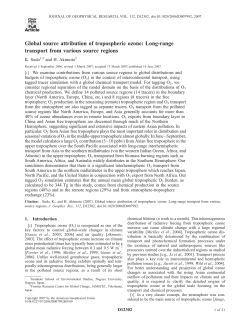 Global source attribution of tropospheric ozone - CHASER-Top