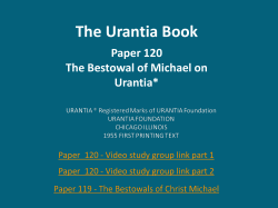 Paper 120 - The Bestowal of Michael on Urantia