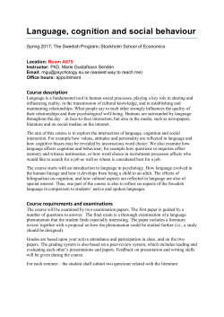 Language, cognition and social behaviour