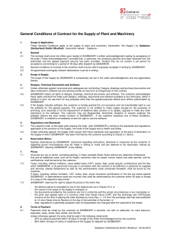 General Conditions of Contract for the Supply of Plant