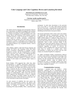 Color Language and Color Cognition: Brown and Lenneberg